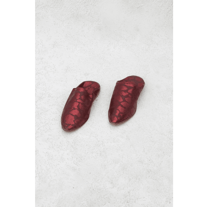נעלי עור הדפס - אדום - עיצוב בסגנון מרוקאי