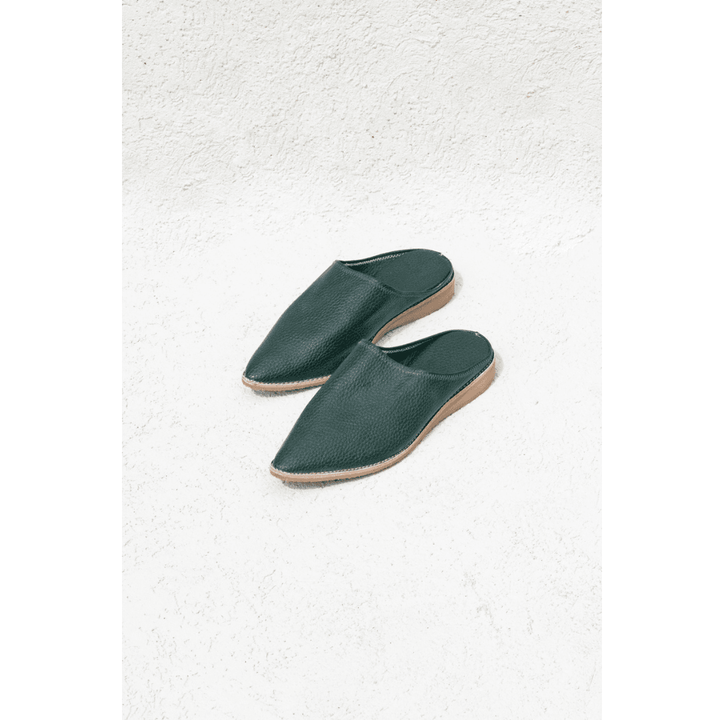 נעלי עור - ירוק - עיצוב בסגנון מרוקאי