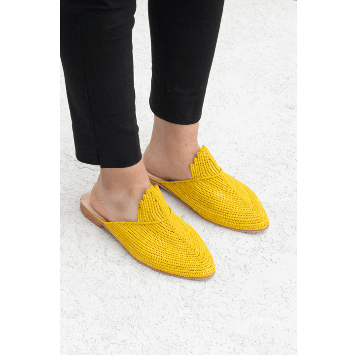 נעלי רפיה - צהוב - עיצוב בסגנון מרוקאי