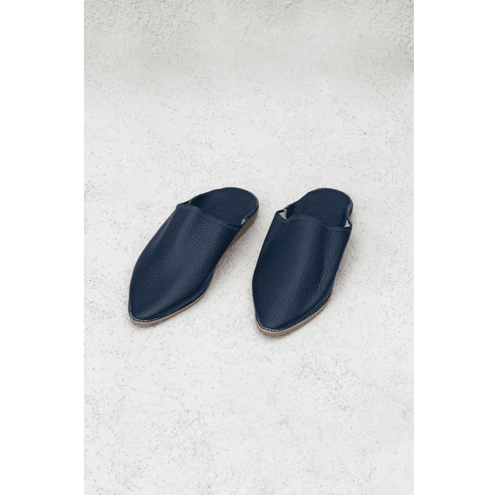 נעלי עור - כחול - עיצוב בסגנון מרוקאי