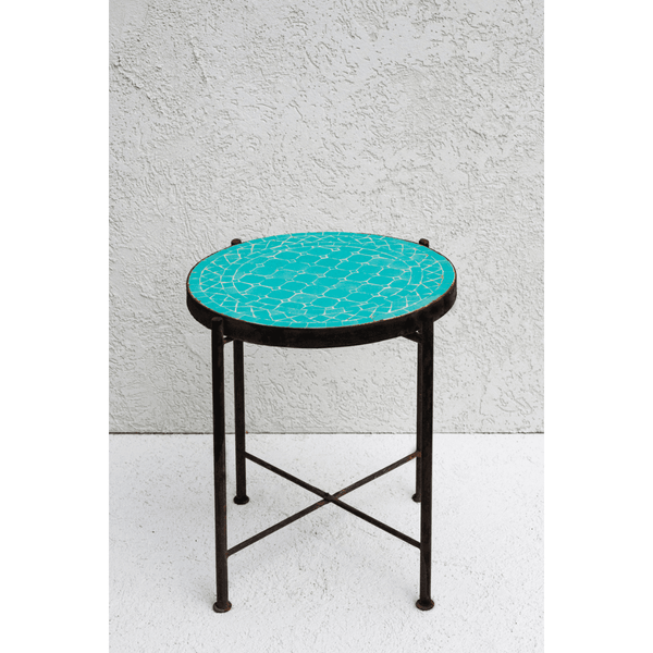 שולחן פסיפס S - טורקיז - עיצוב בסגנון מרוקאי