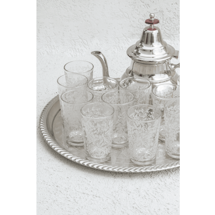 סט כוסות תה מרוקאיות - פרחים - עיצוב בסגנון מרוקאי