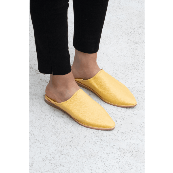 נעלי עור - צהוב - עיצוב בסגנון מרוקאי