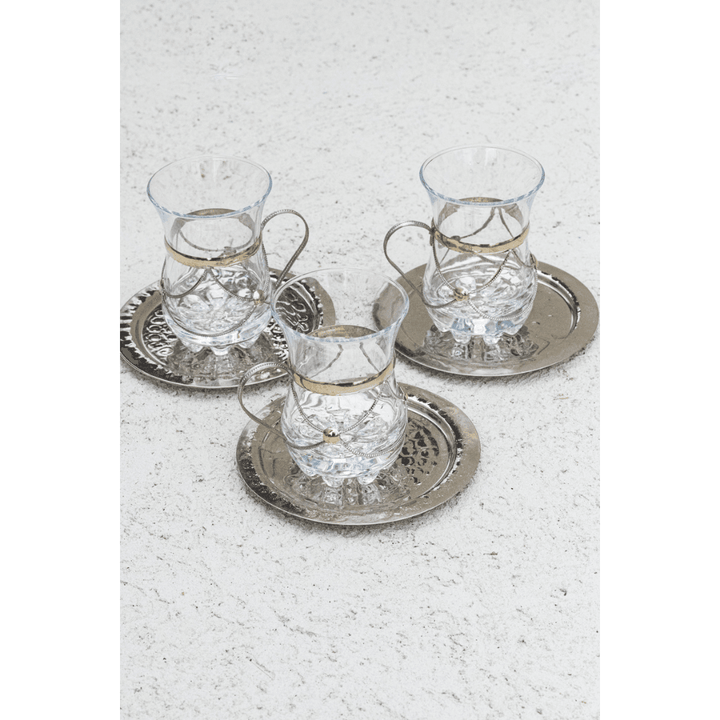 סט כוסות מעוטרות אלפקה - עיצוב בסגנון מרוקאי