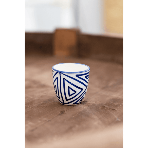 כוס אספרסו סהרה - משולשים כחול - עיצוב בסגנון מרוקאי
