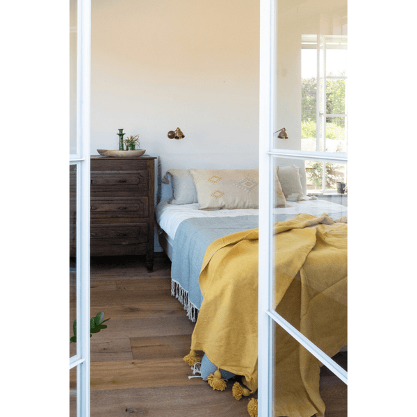 כיסוי מיטה - חרדל - עיצוב בסגנון מרוקאי